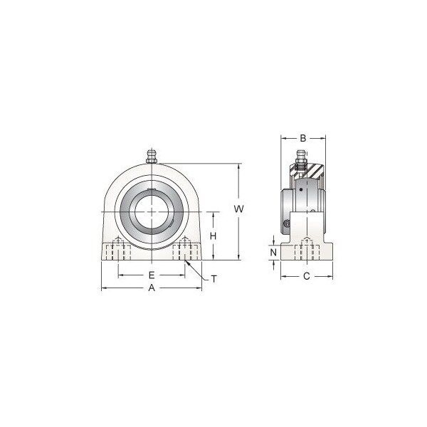 SINGLE ROW BALL BEARING, 1-11/16'' KANIGEN SET SCREW BLACK TAPPED BASE PILLOW BLOCK